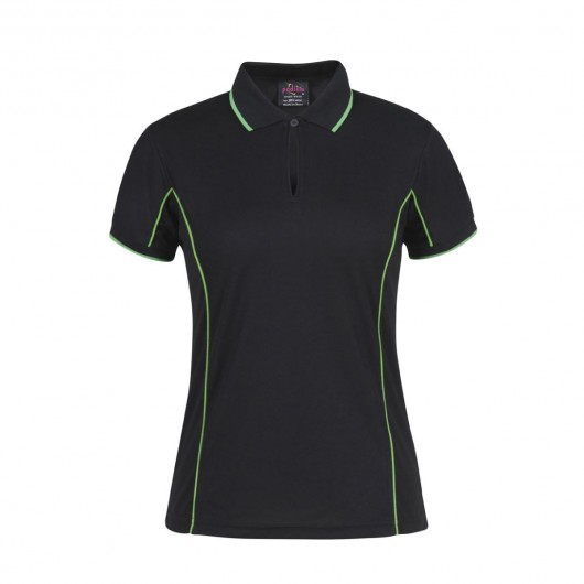 Black Pea Green Ladies Piping Polo Shirts